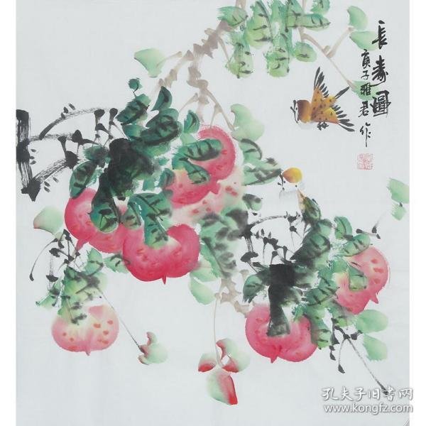 画家,江苏省美协会员,当代著名的实力派画家吴雅君《长寿图》h1065