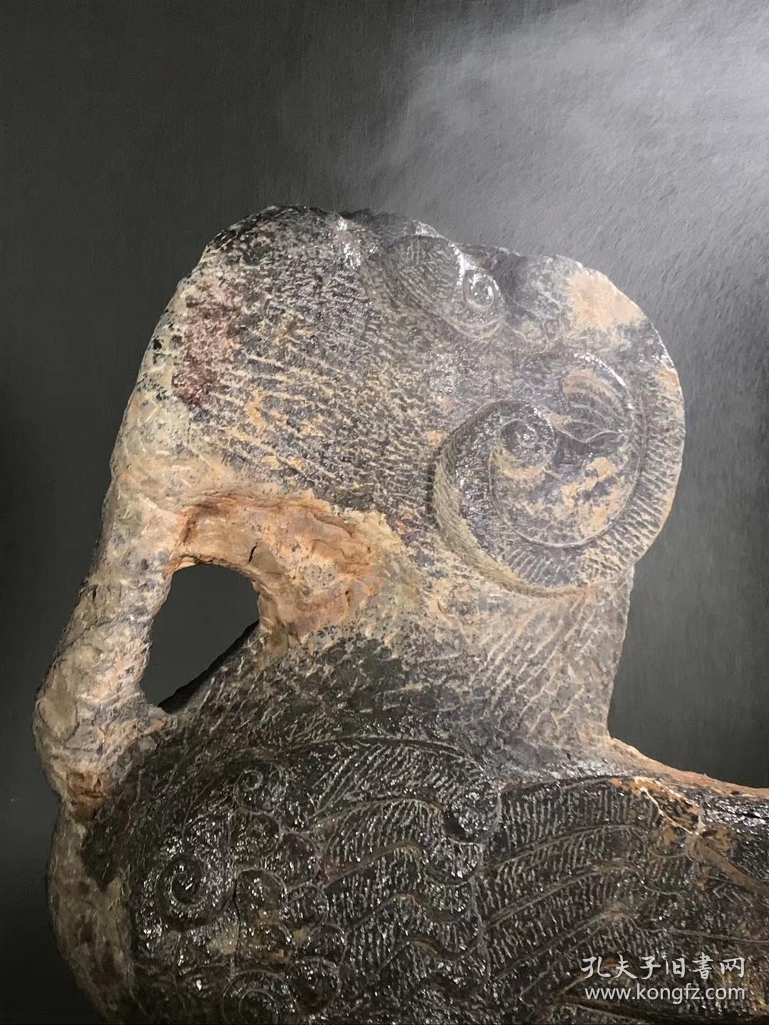 西汉瑞兽《白泽图》圆雕墨拓原石尺寸:高1.05米*长1.8米作品尺寸:高1.