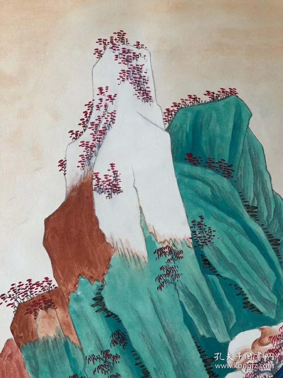 宝贝名称张大千四尺立轴金碧山水宝贝尺寸21582厘米宝贝