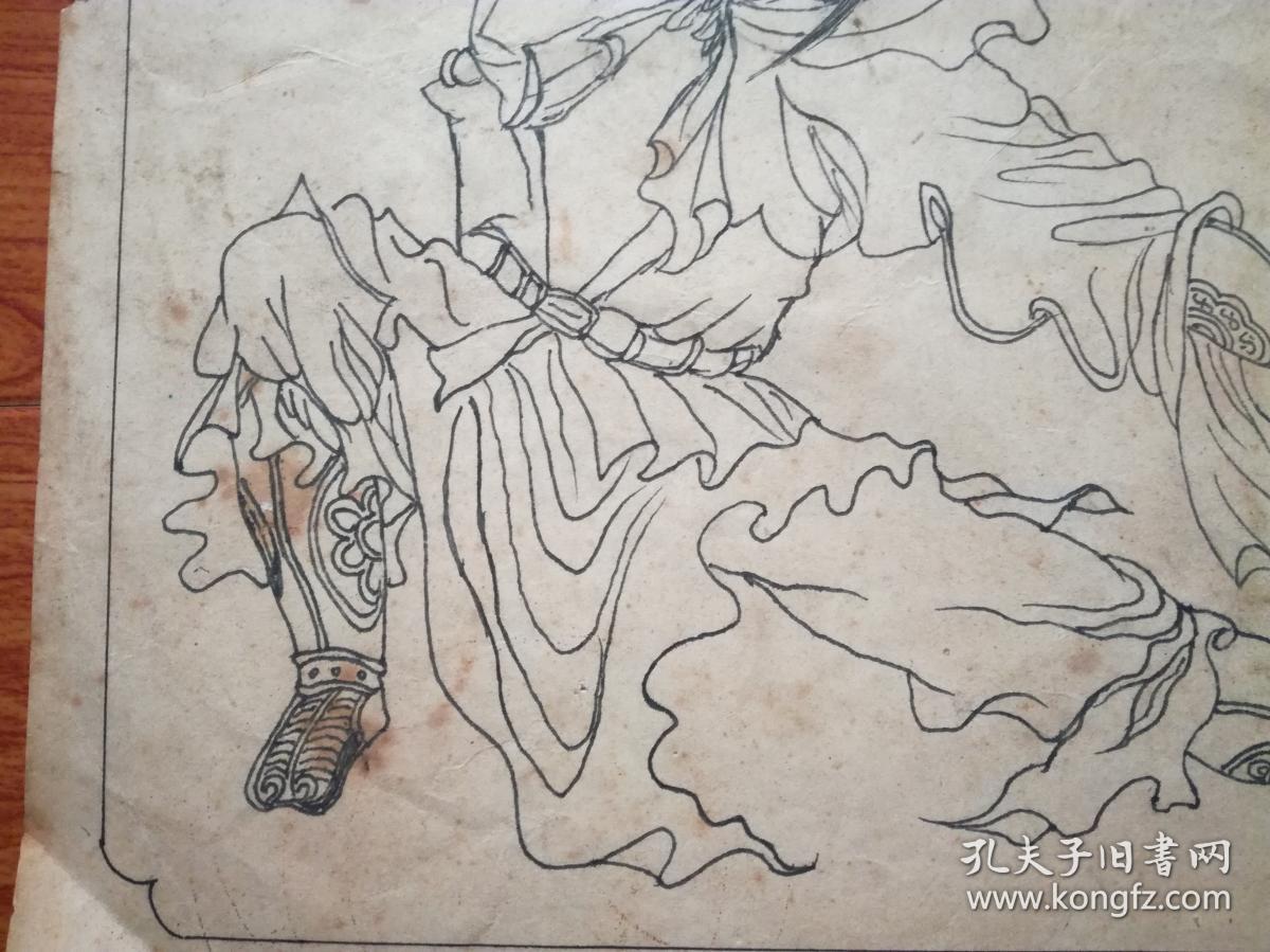 手绘白描人物动态画3张穆桂英杨五郎斧劈萧天佐杨延嗣见图