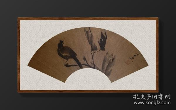 八大山人(款)|花鸟 玉兰八哥 扇面 镜心