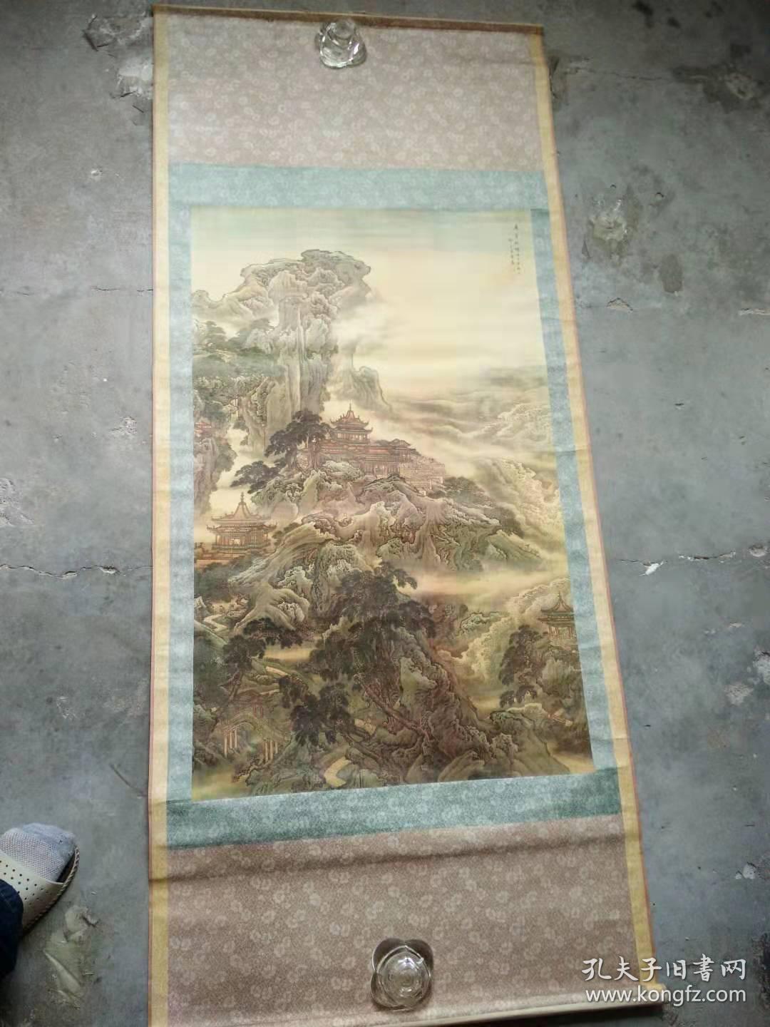 国画; 蓬莱仙境 [168x72.5]印刷品