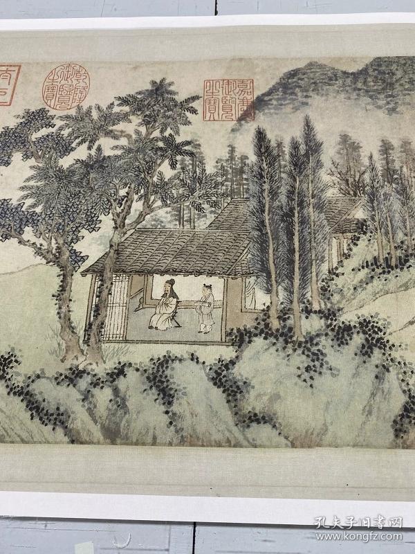 明沈周春行访友图卷28398绢布复制