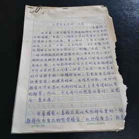 武汉大学文学院教授、博士生导师冯黎明手稿：文学艺术中的反思