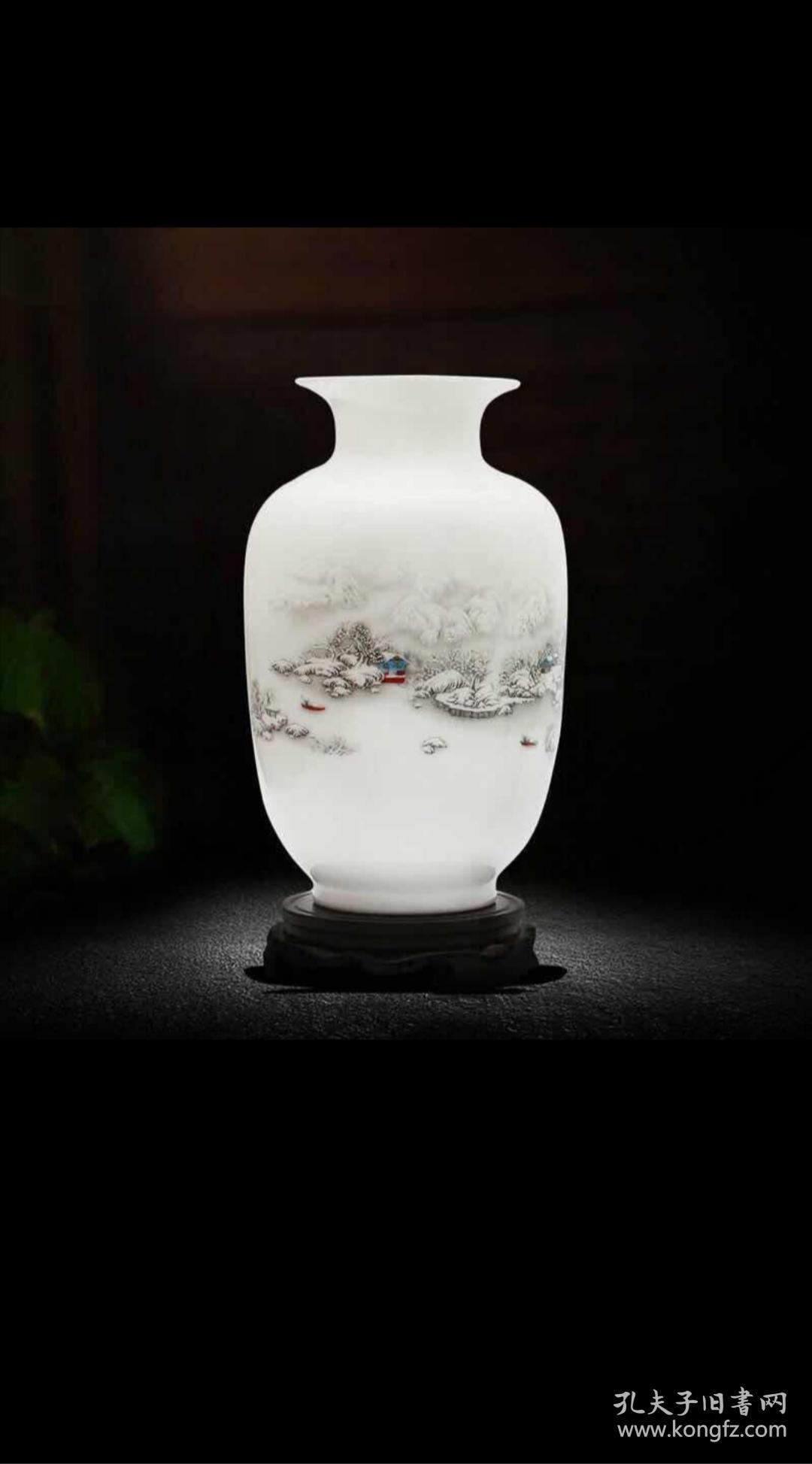 雪景花瓶 陶瓷花瓶摆件客厅插花工艺品