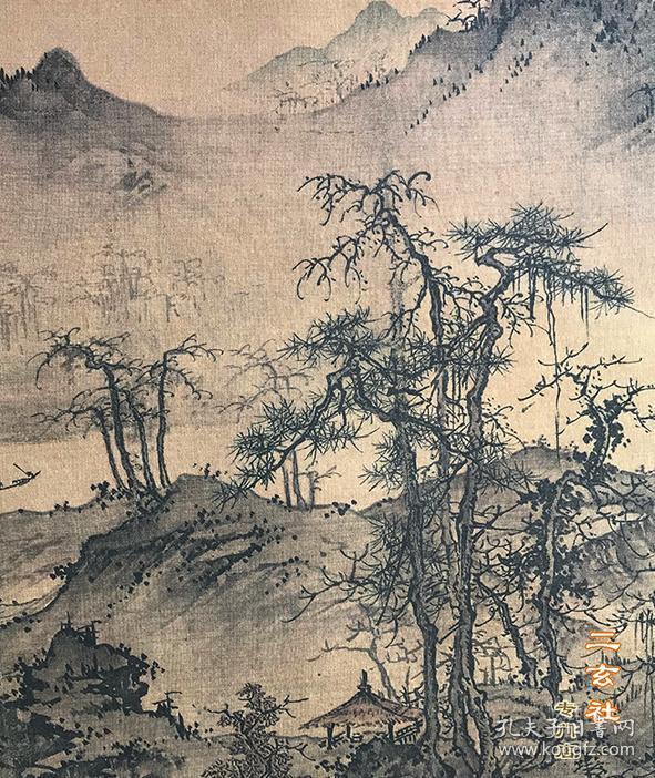 顺丰包邮元佚名林亭秋色图二玄社1991年复制元画山水绢本原装挂轴台北