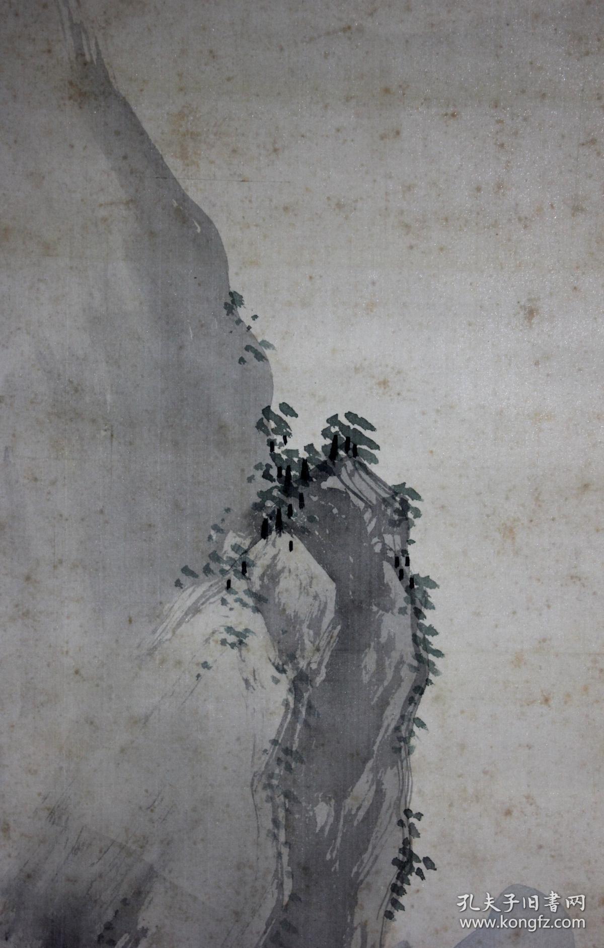 日本名家绘画:冈田苏水《山居图》(保真)