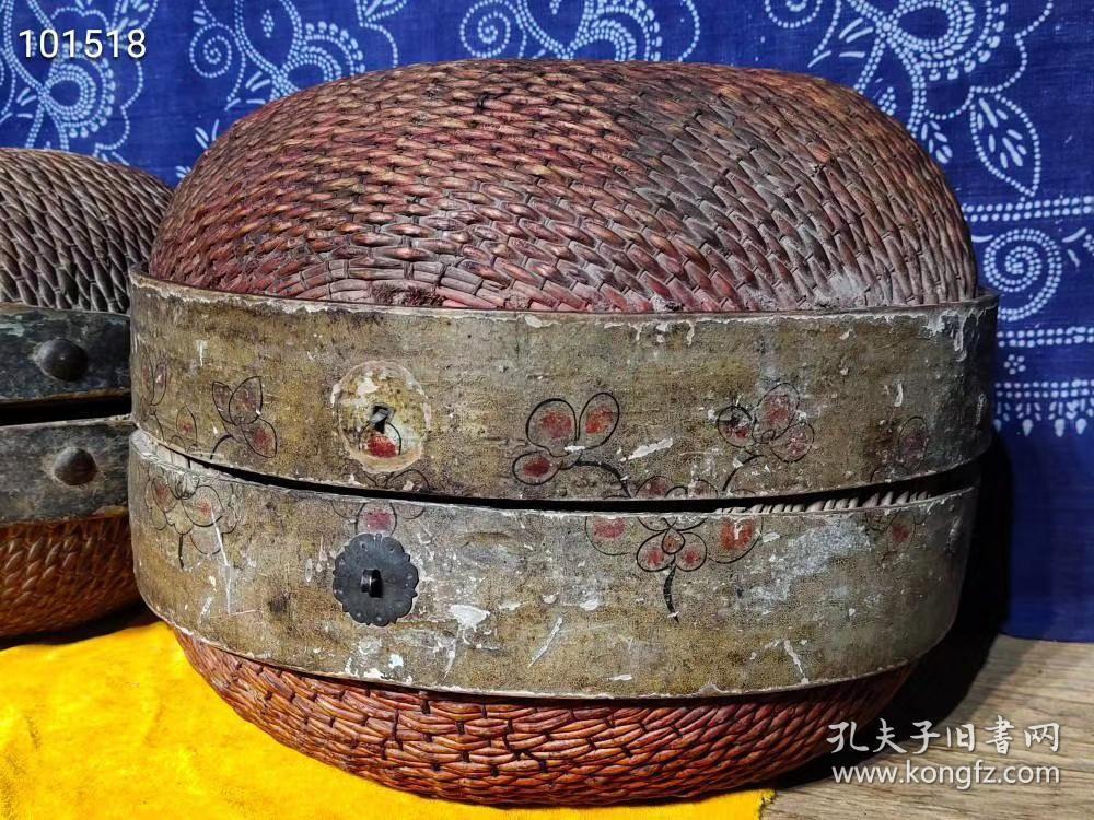 【老针线笸箩】大小一对,保存完整,品像如图,民俗博物馆,酒店,农家园