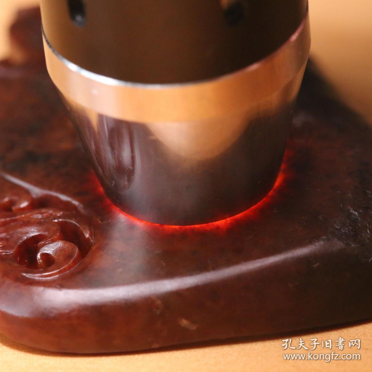 玉德堂新疆和田玉红玉红沁籽料苏工龙凤饕餮纹镂空玉佩挂件