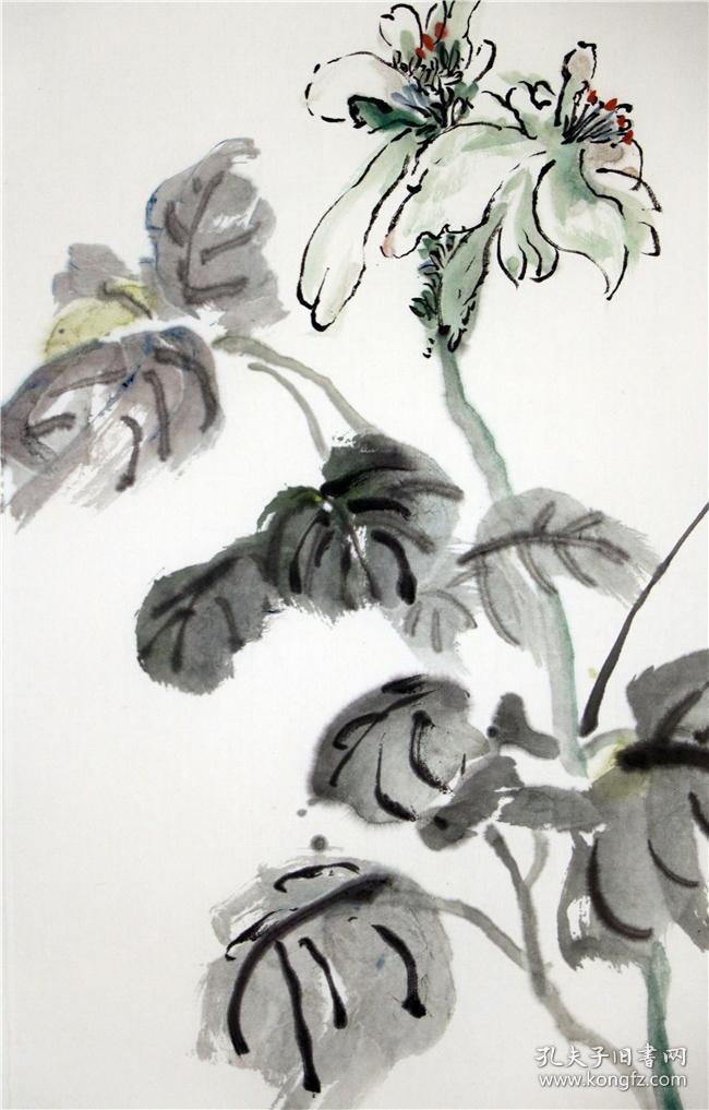 花卉四条屏之玉簪花