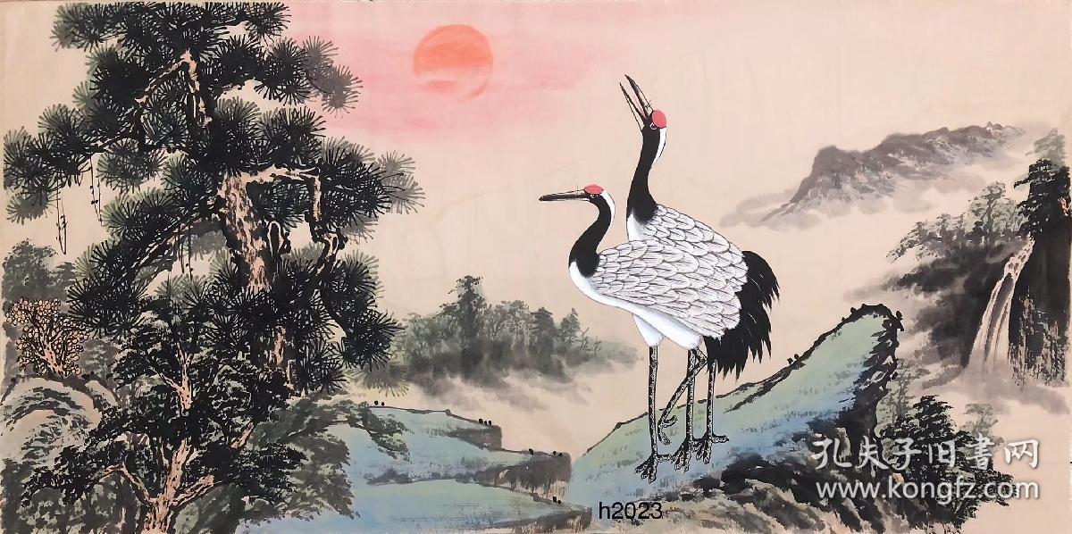 中国美术家协会会员李钦平老师四尺作品松鹤延年14070厘米