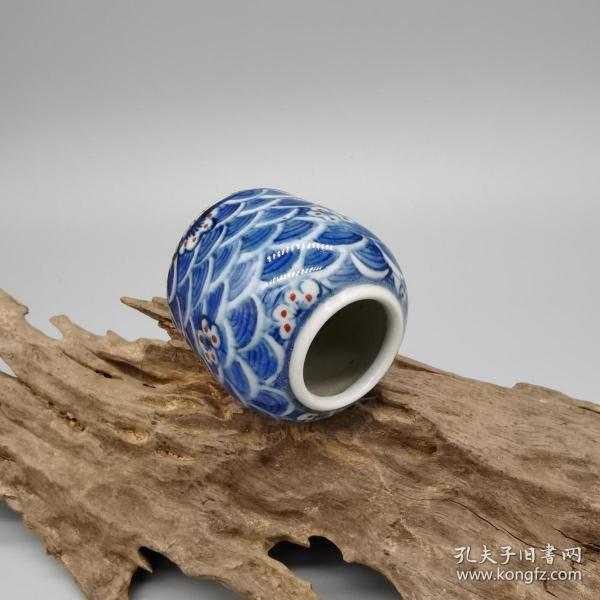 康熙青花海水纹梅花釉里好点文房文玩水洗水滴书法绘画必备