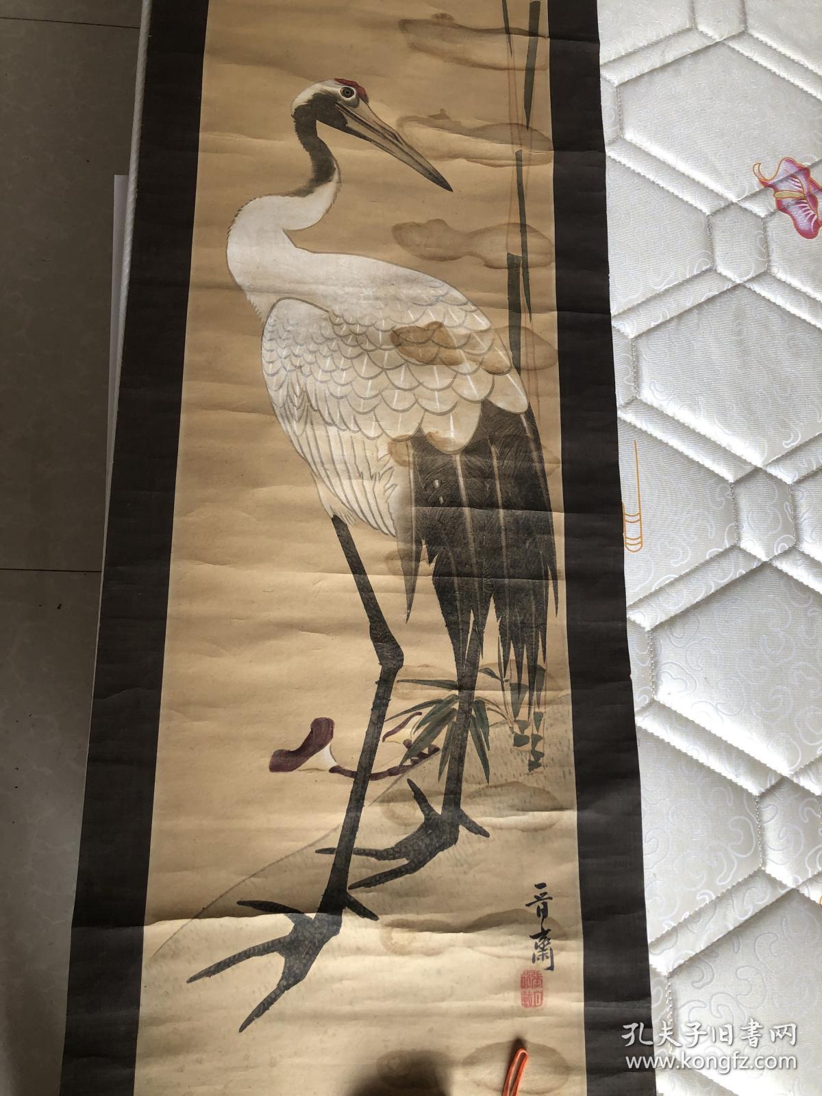 晋斋吴廷康画家仙鹤竹枝一幅手绘真迹包老包真识者珍之品相一般有些微