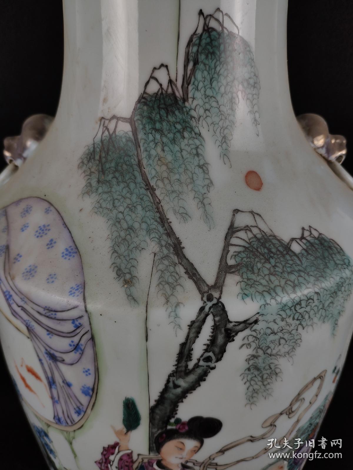 民国时期名家曾升泰婴戏人物大瓶一对全品完整无破损物品实拍如图