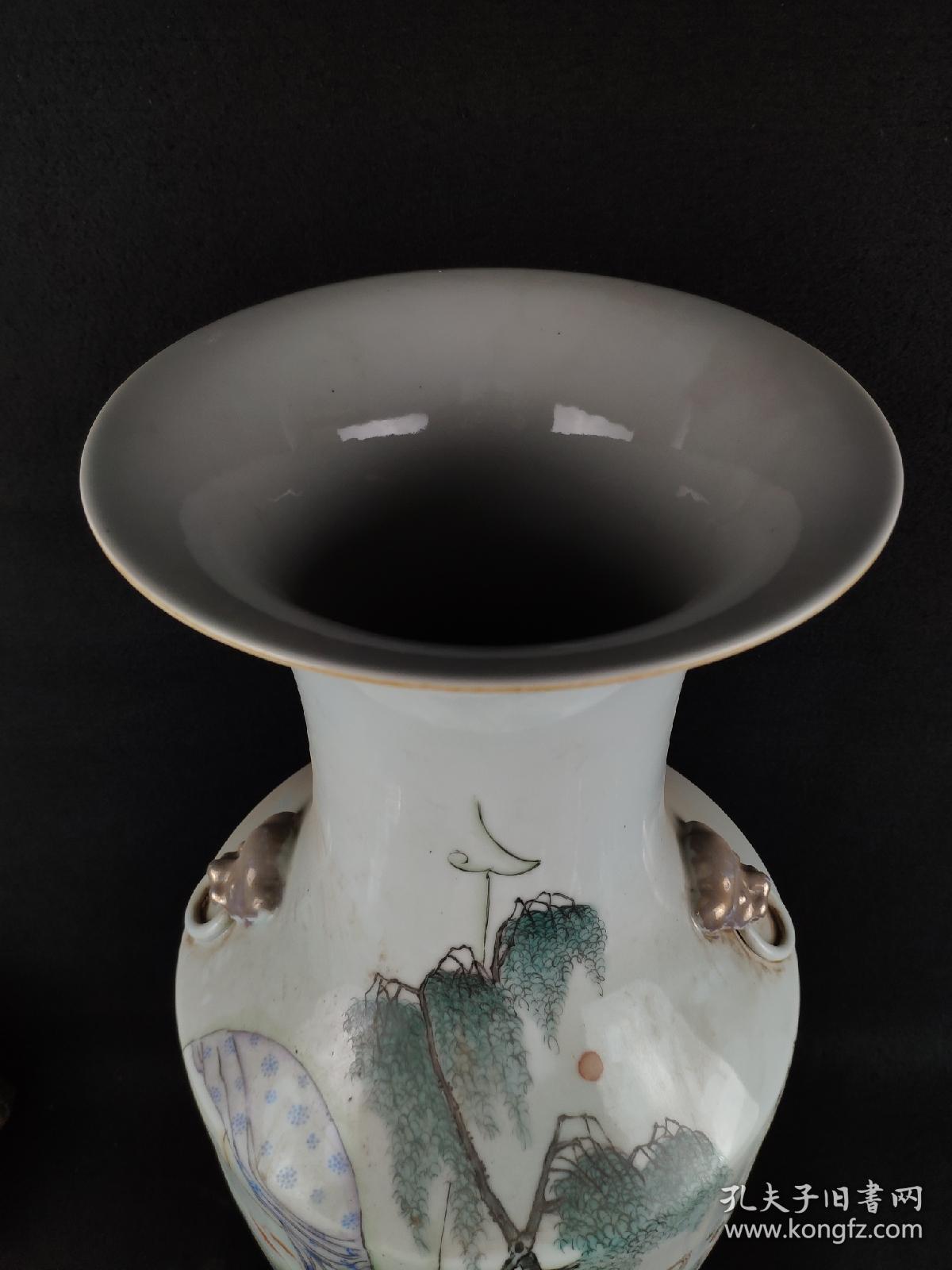 民国时期名家曾升泰婴戏人物大瓶一对全品完整无破损物品实拍如图