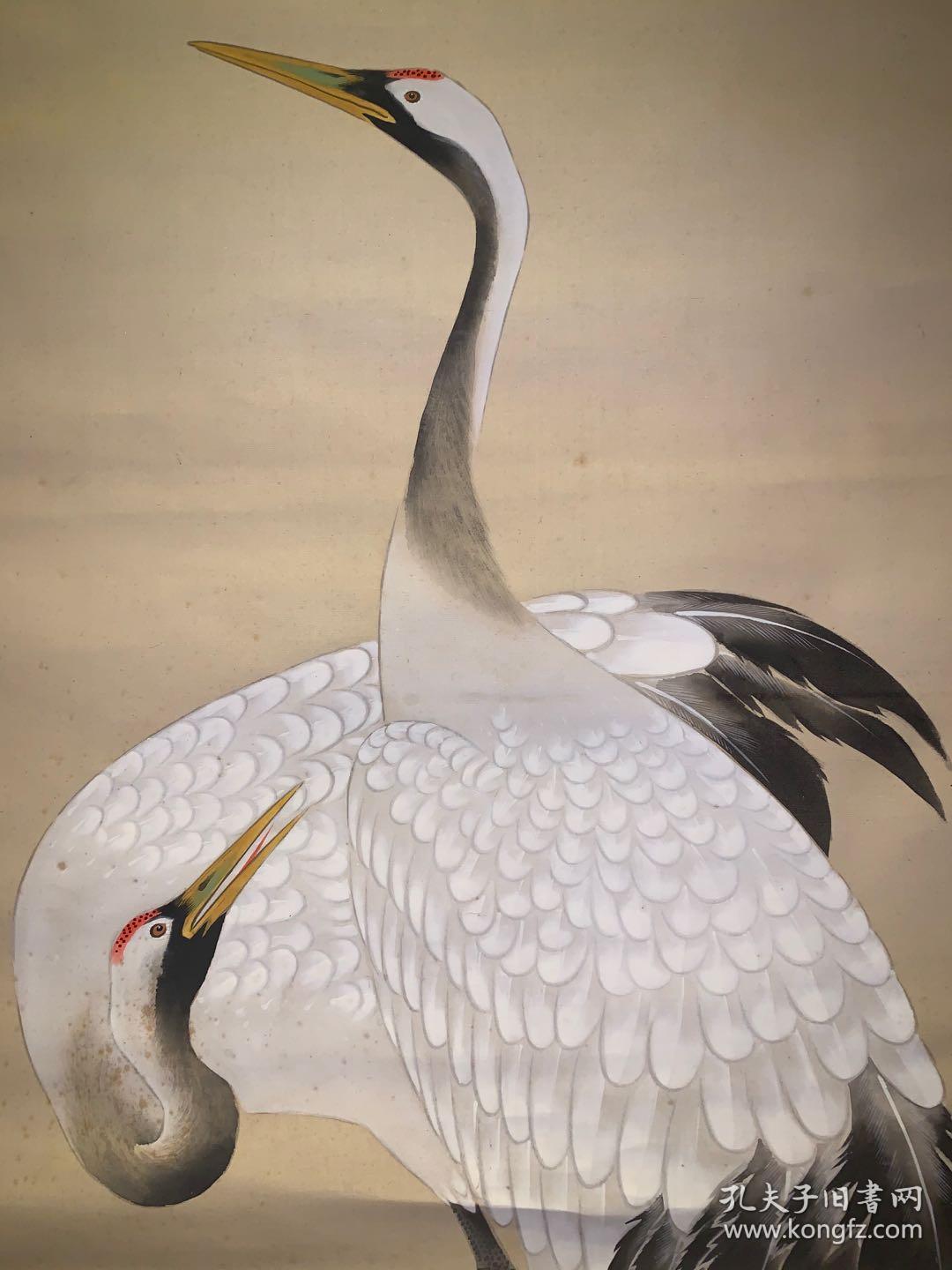 净画仙鹤古代名画真迹清代书法字画茶室卷轴画书房玄关挂画