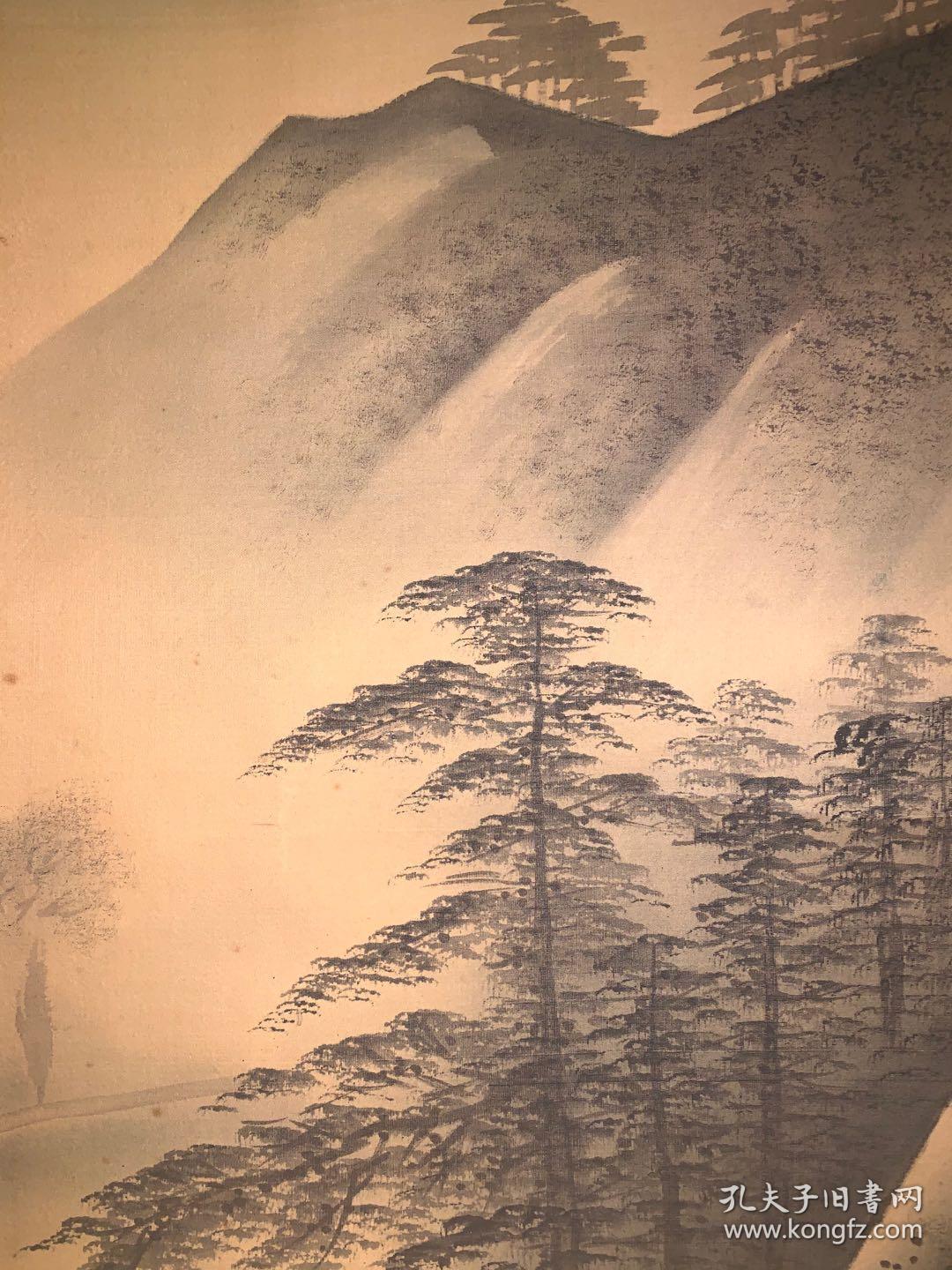 景文山水绢本山水字画真迹包老装饰收藏画日本春收藏画日本