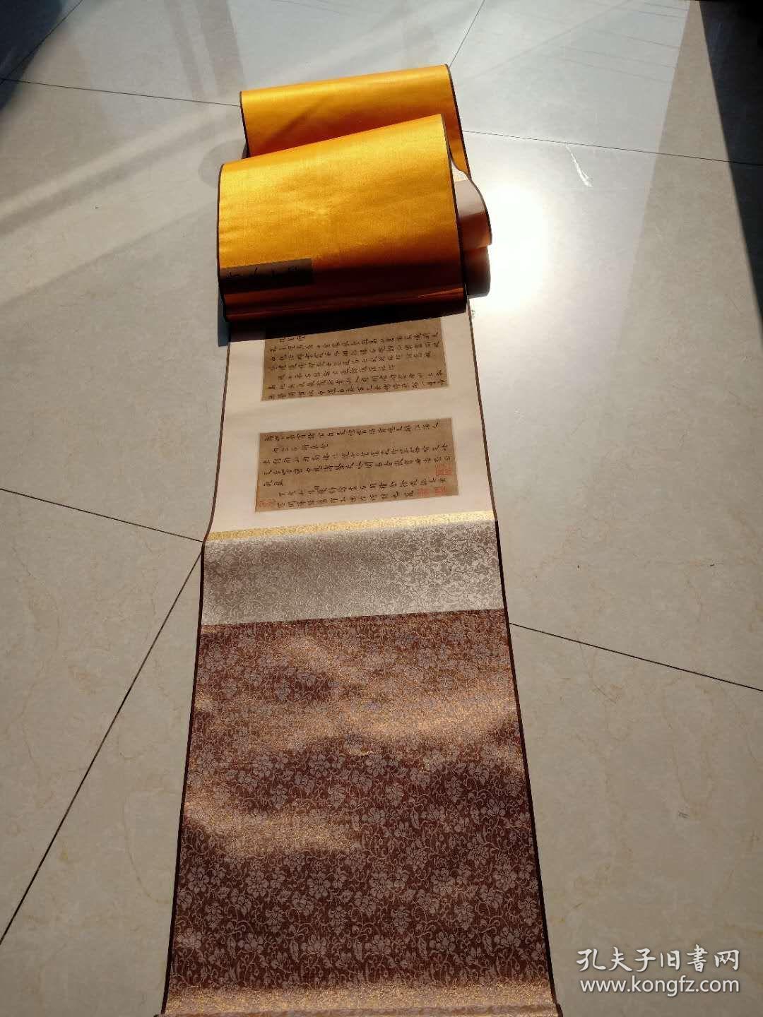 王宠 竹林七贤 小楷册页 拼成卷.画心32*139厘米.丝绸覆背高档装裱.