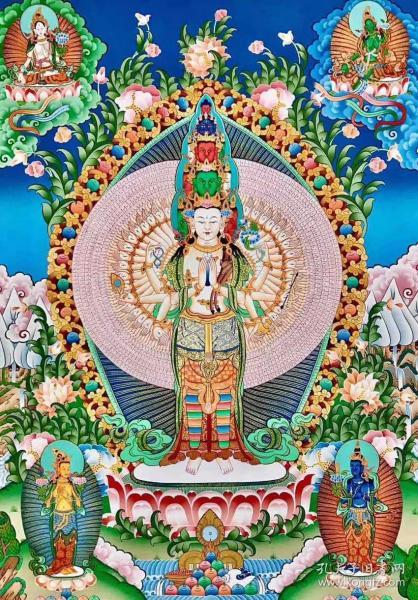 【精品彩唐】尼泊唐尔卡大师作品 《千手观音菩萨》