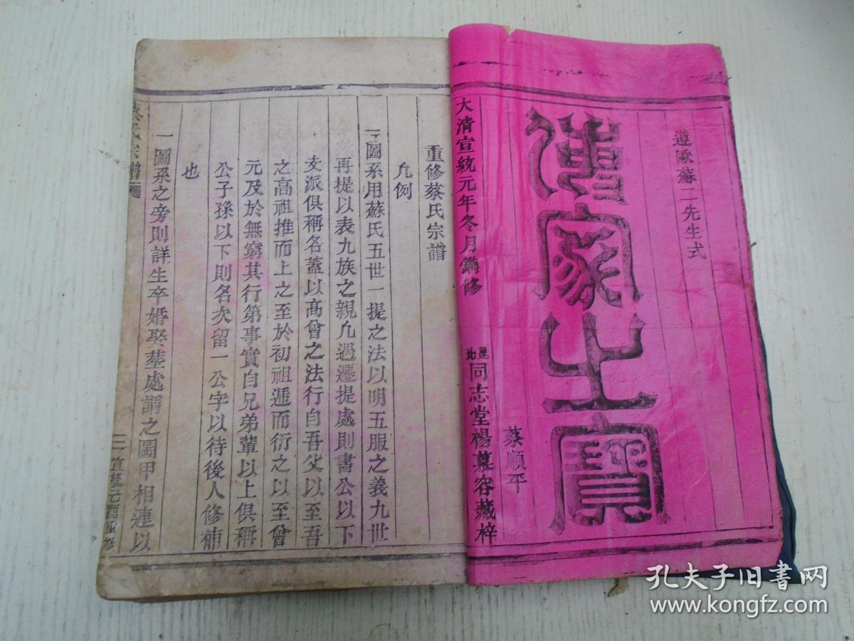 宣统己酉重修 济阳郡蔡氏宗谱 第一世闽泉太祖雲峯讳理子生於嘉靖癸卯年 第五世应鳳公嗣子光爵讳政字仲勳号仁斋生於康熙戊辰 应麟公三子光选字仲隐 四子光智移居泰顺西州 应鹤公長子光禄讳回字仲显号明斋生於康熙丙子 应寻公长子光辉字仲荣 第九世汝贤公長子纯昌字大
