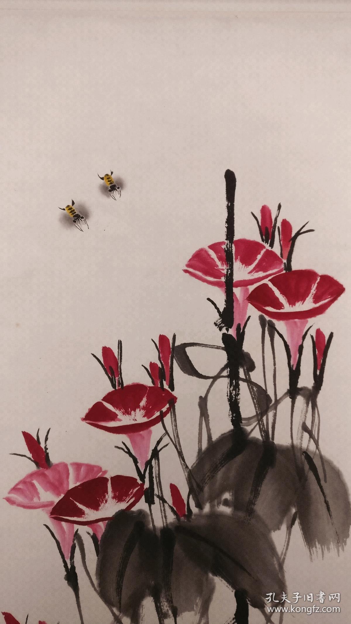 齐良已花鸟牵牛花草虫镜心