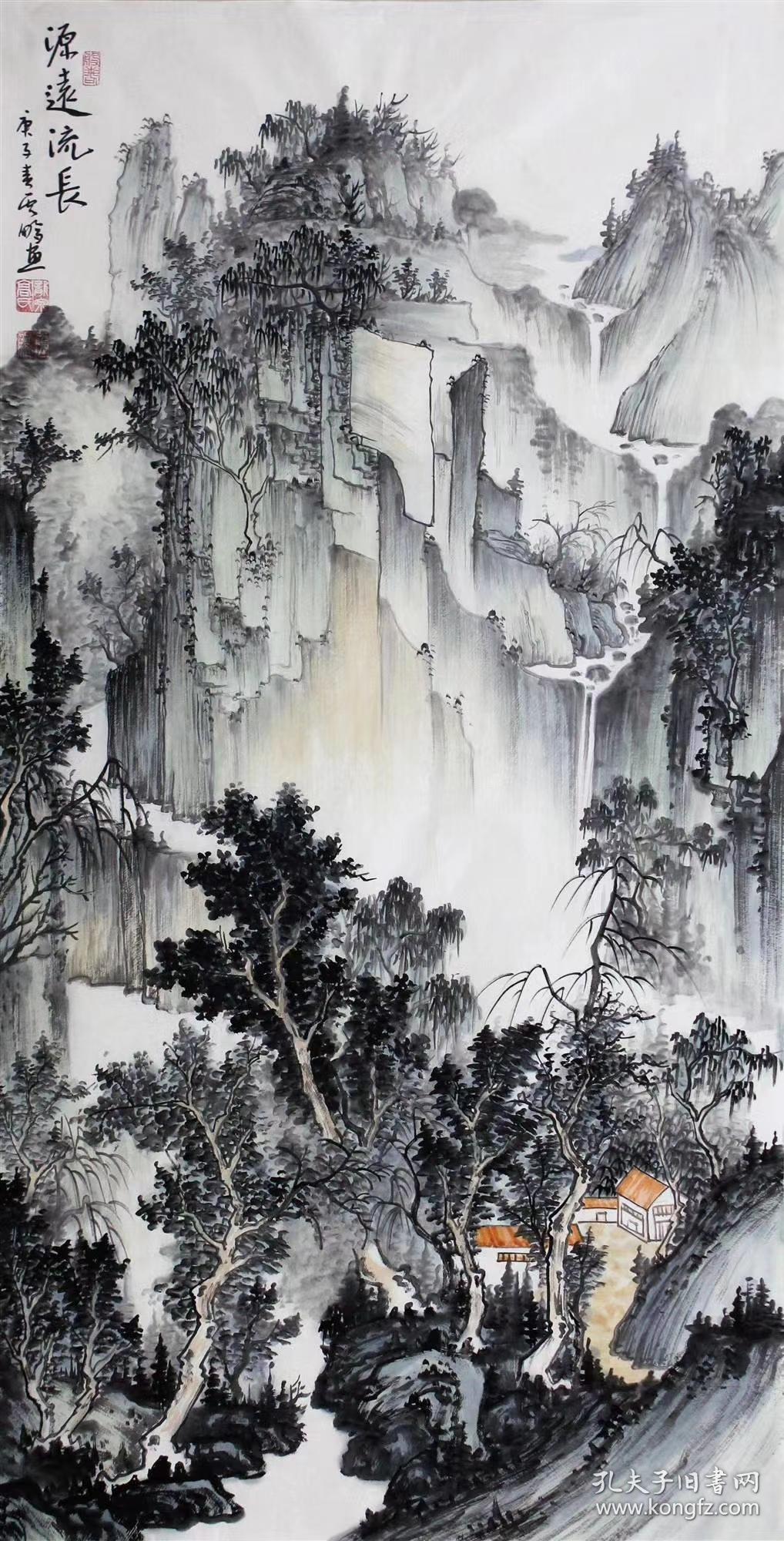 卖家保真画家高云鹏先生精品山水富春山居保真保手绘真迹题词落款清晰