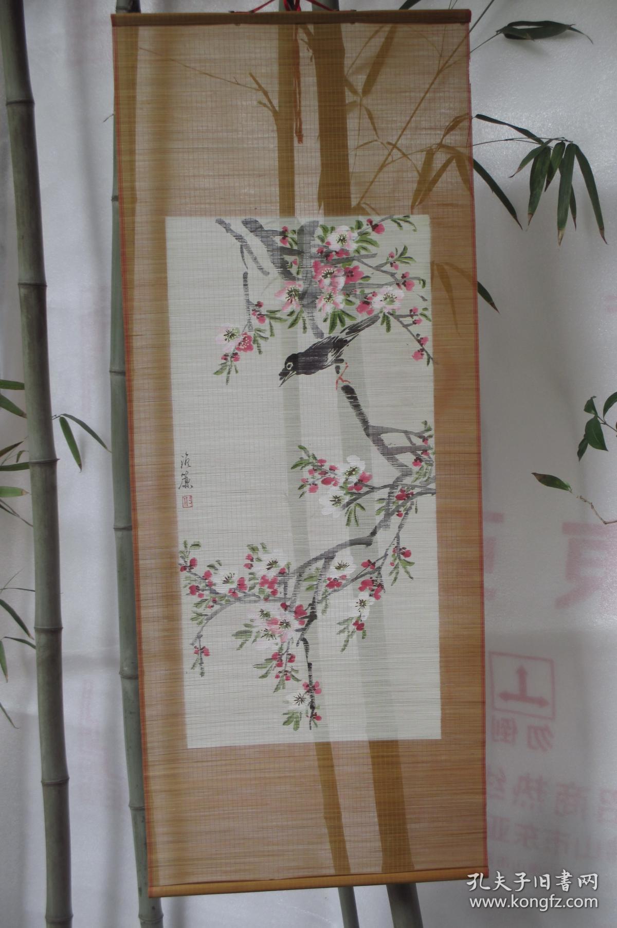 196070年代出口精品竹帘画花鸟