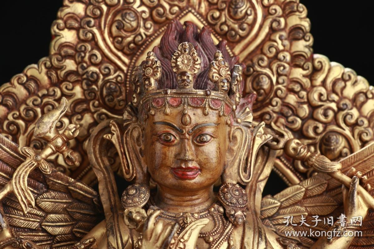 明代:"大明永乐年施"铜鎏金大鹏明王立像