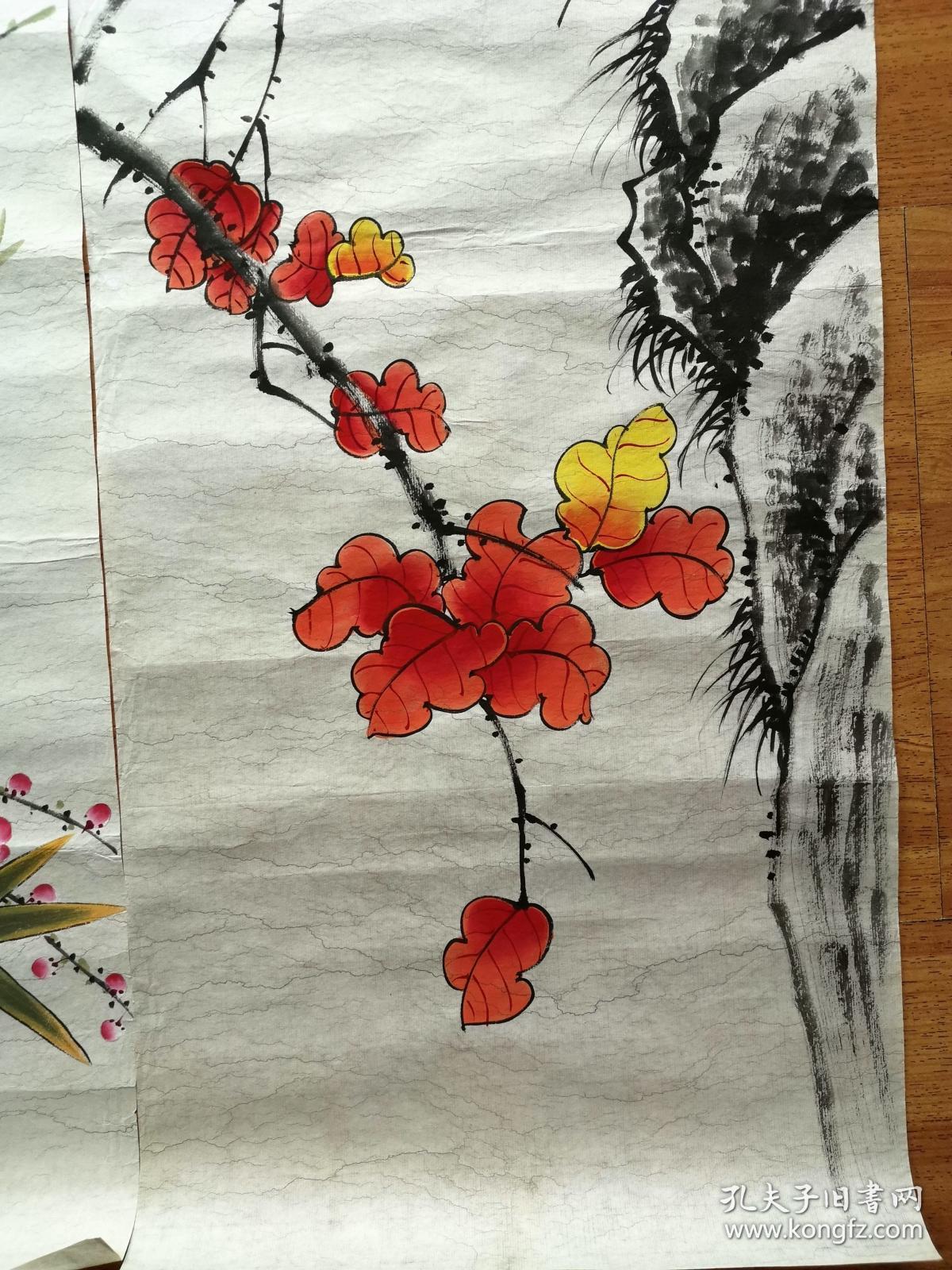 保真手绘水云纹仿古宣条屏一对(落款萧泽龙)