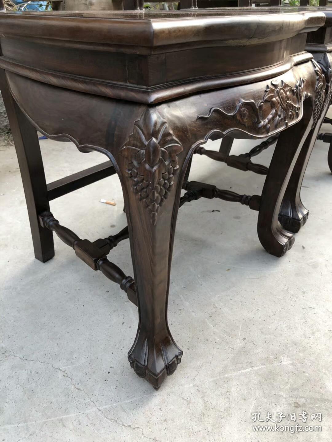 七八十年代黑檀木老虎腿靠背椅