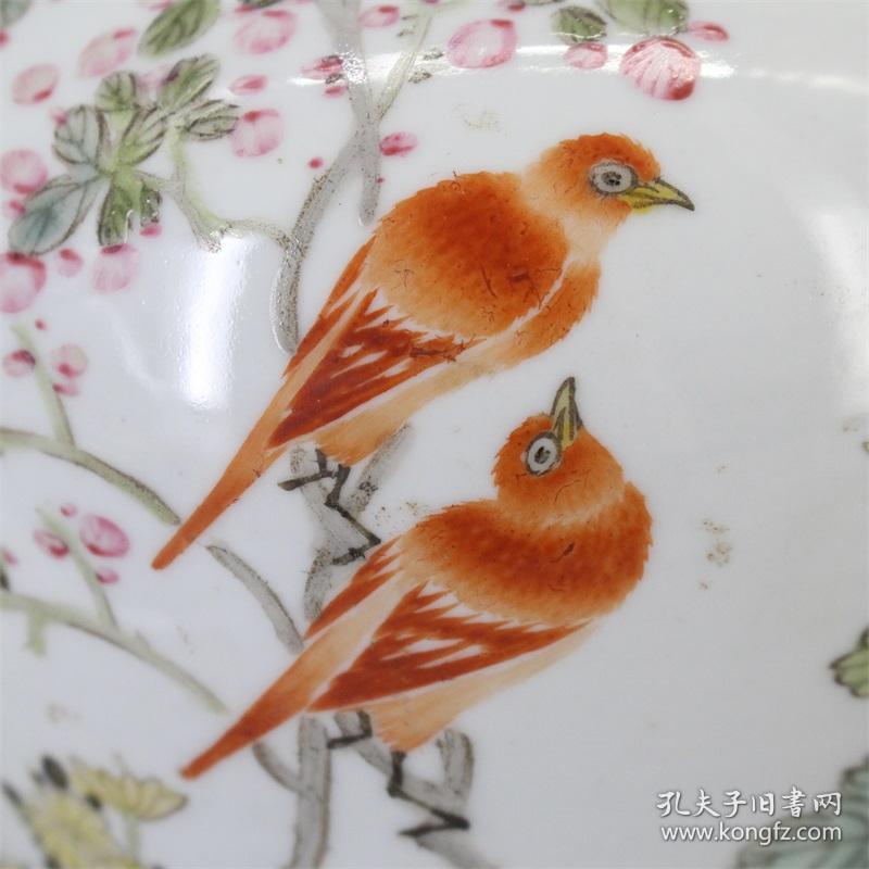 民国雷洪章粉彩花鸟梅瓶