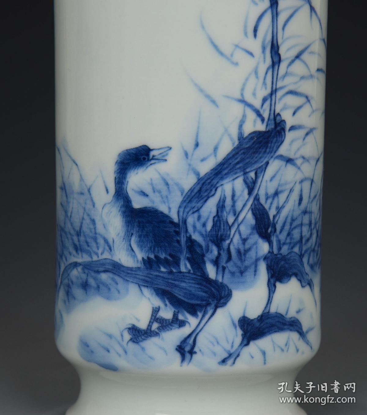 民国王步作愿闻吾过之斋款识芦雁图棒槌瓶