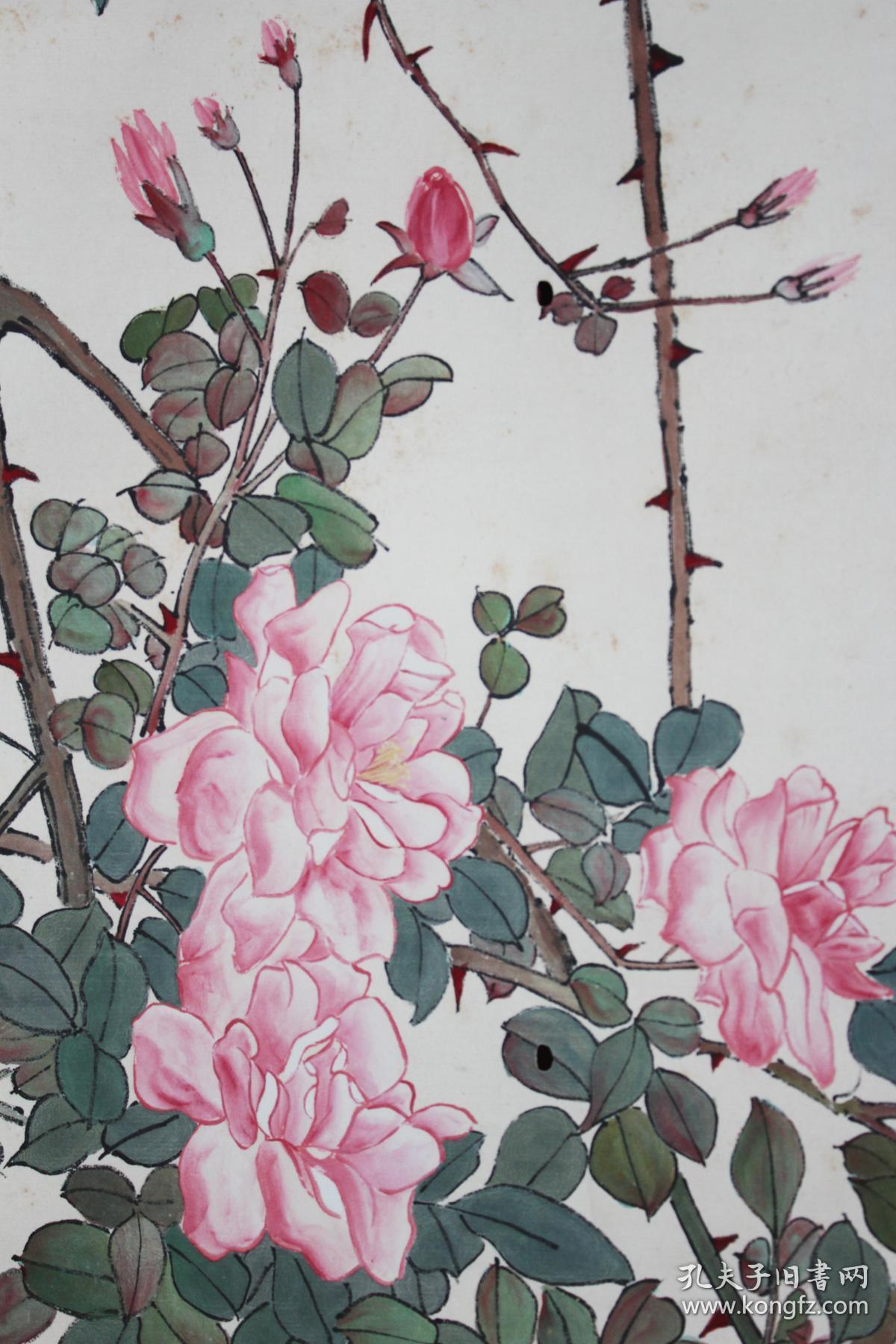 文物公司旧藏79民国广东鹤山人著名画家高剑父弟子李钊良花鸟纸本立轴