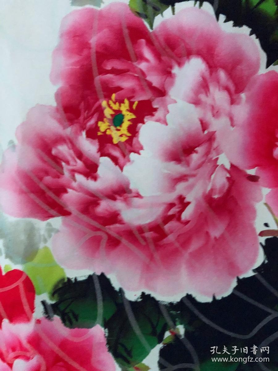 书画原作5567陈桂芳花鸟画牡丹花开富贵四尺全开卷轴