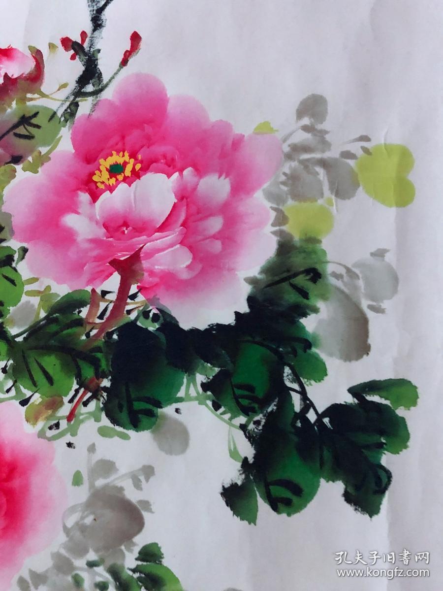 书画原作5567陈桂芳花鸟画牡丹花开富贵四尺全开卷轴