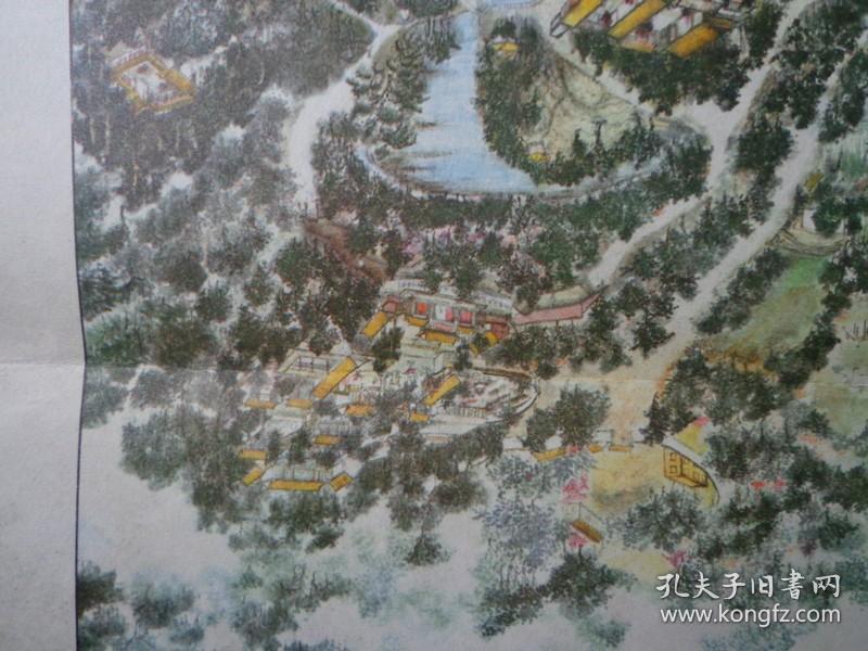 昆明黑龙潭风光1979年长8开折页国画昆明黑龙潭全景图黑龙潭公园在