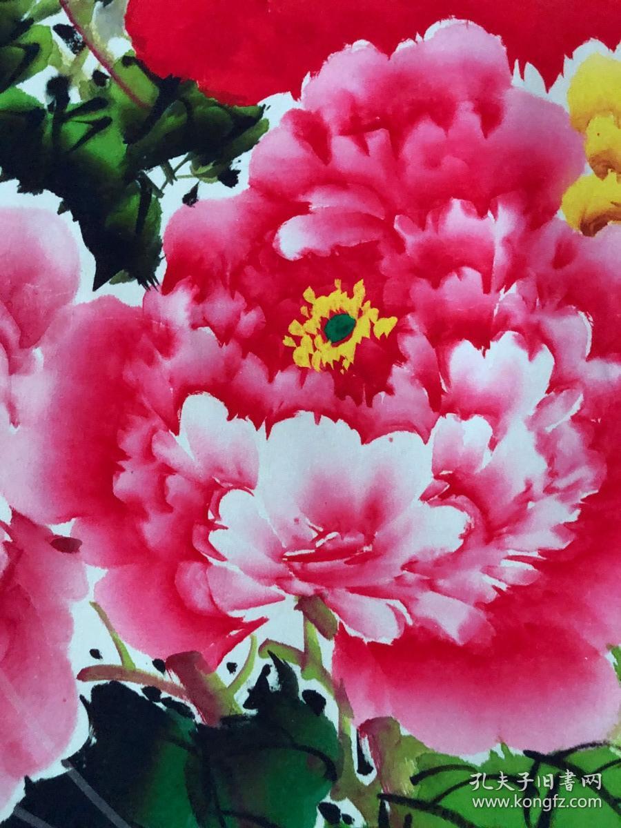 书画原作5567陈桂芳花鸟画牡丹花开富贵四尺全开卷轴