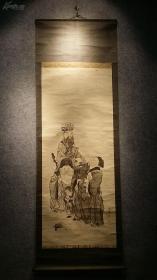 民國以前日本名家（云峰）手繪【福祿壽】人物立軸 畫法精致