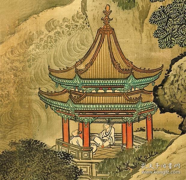 清袁耀蓬莱仙境图十二条屏绢布复制品左右26245中间十幅56245