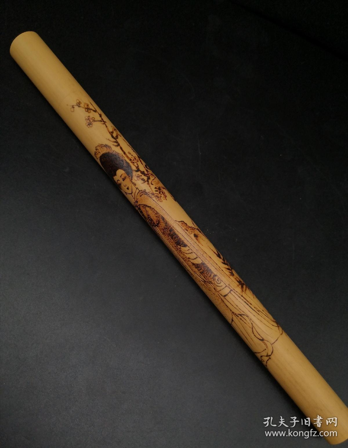 精工实心竹烙画香筒匠人手艺海派水滴隐士夏荣建刻