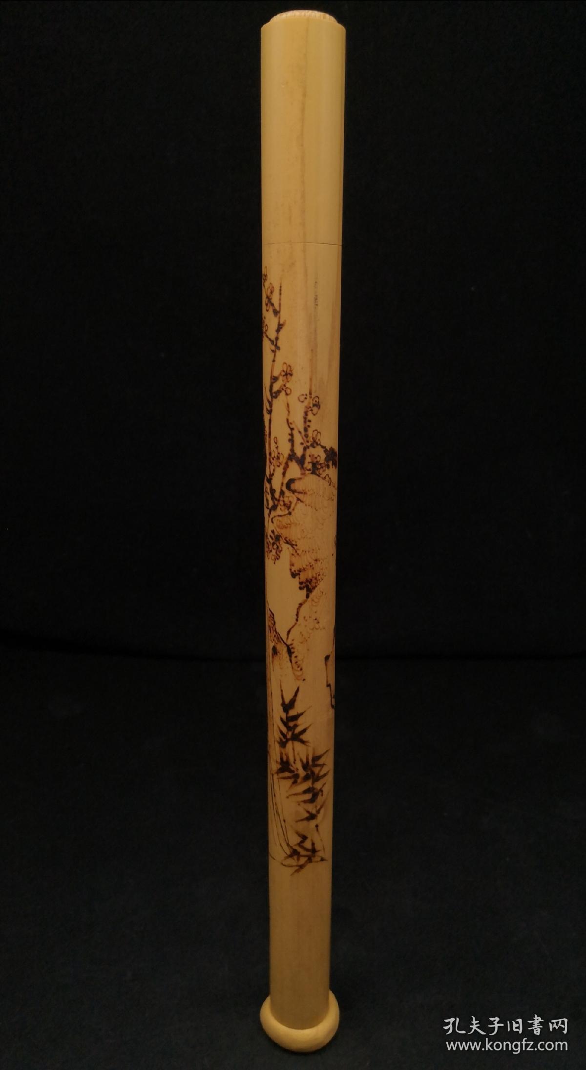 精工实心竹烙画香筒匠人手艺海派水滴隐士夏荣建刻