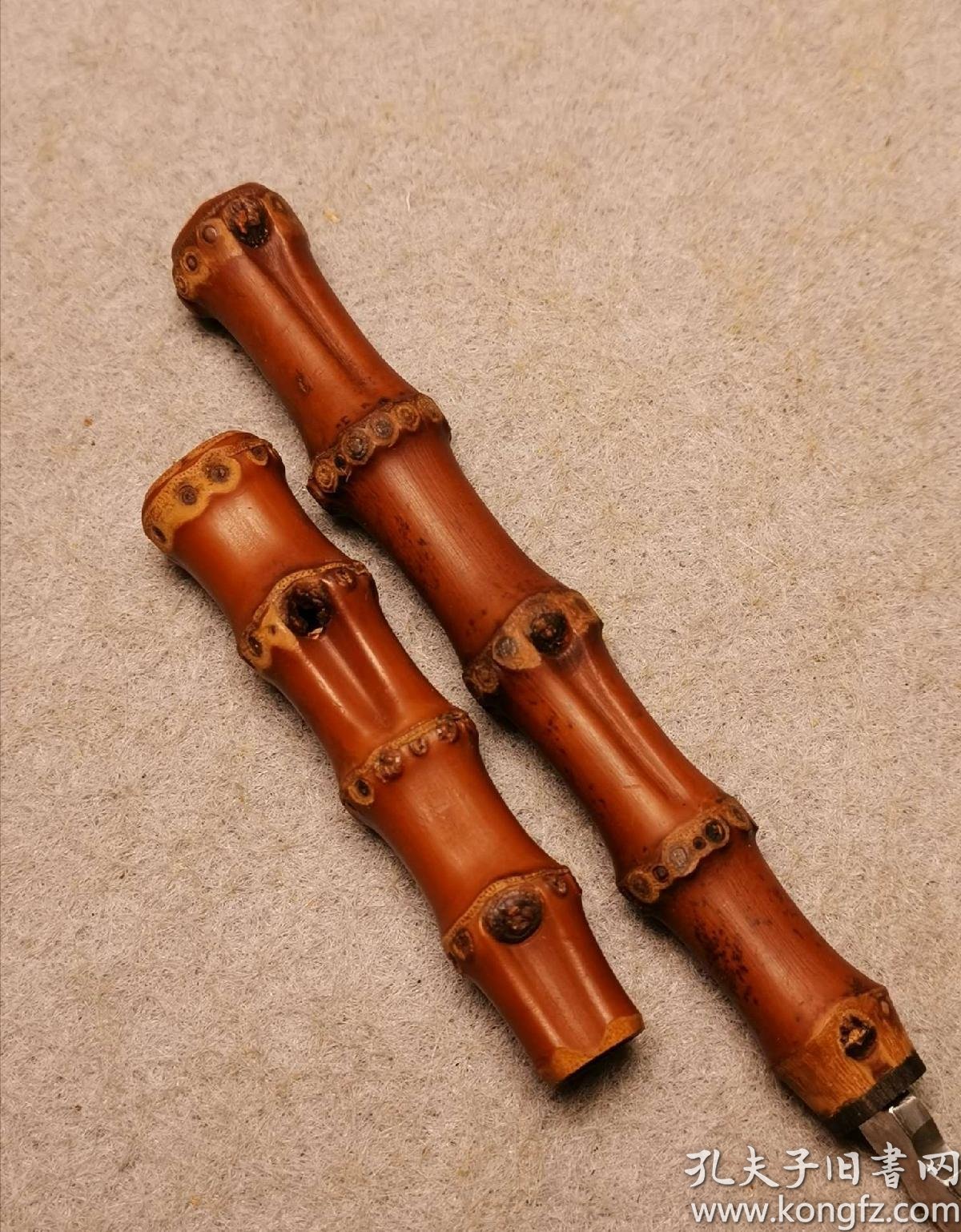 禅意老竹鞭茶刀老料精美竹鞭老料茶刀另赠两个帽