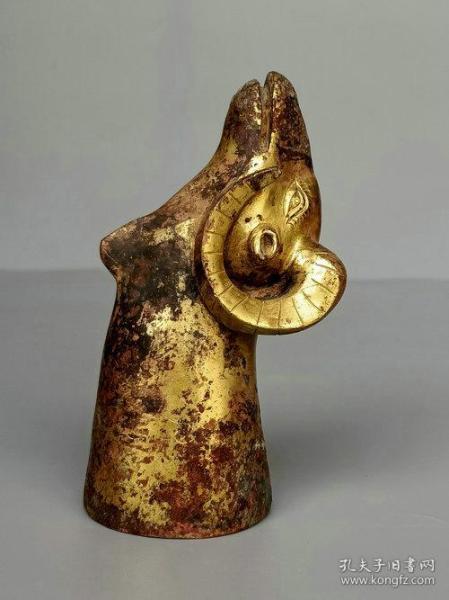 汉代 青铜鎏金羊首