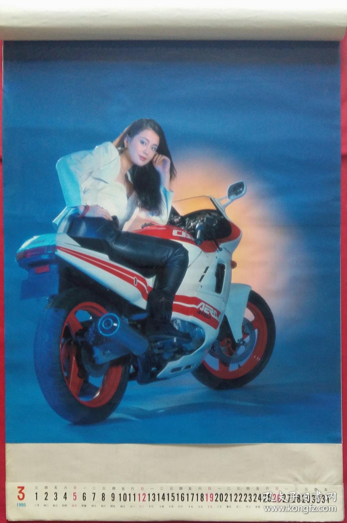 原版挂历1995年神行太保 美女摩托 塑料膜12全