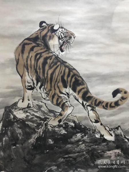 当代虎王顾青蛟《虎啸夜月图》