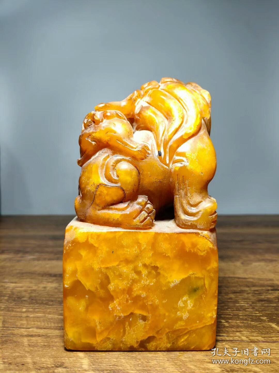 《母子情深》貔貅瑞兽玉玺印章书房摆件 丙申年西唐作