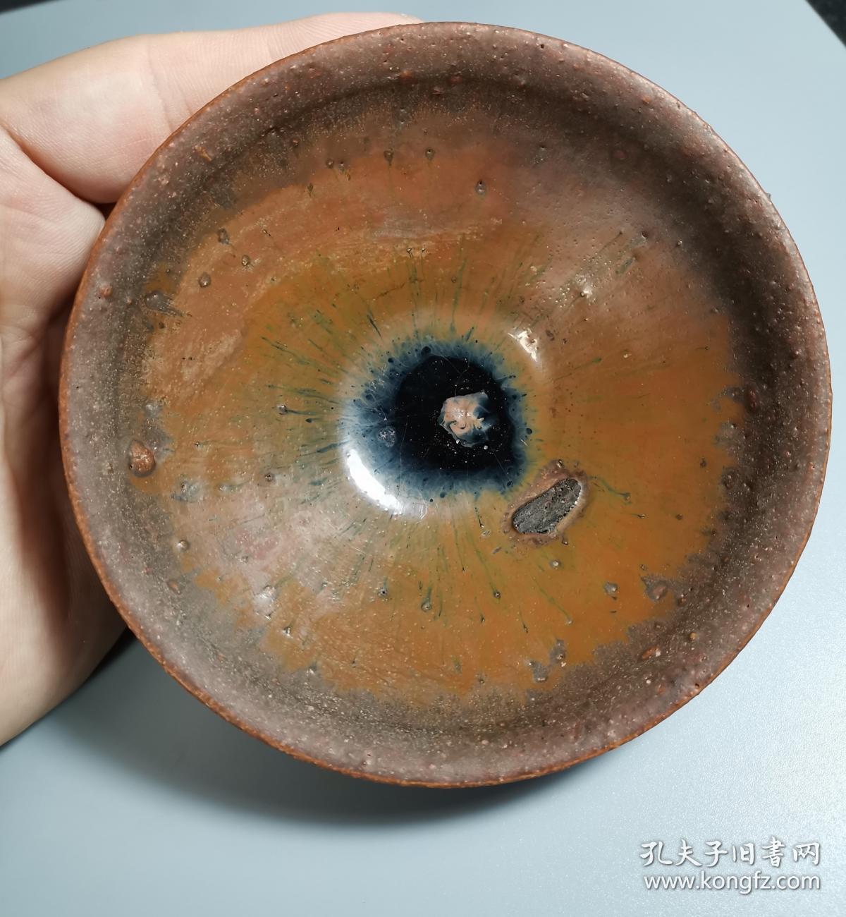 宋东张窑柿红釉兔毫盏