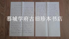 德国名汉学家鲍吾刚（WOLFGANG BAUER）写给他的老师与同事傅海波的亲笔信一封（2页A4纸）
