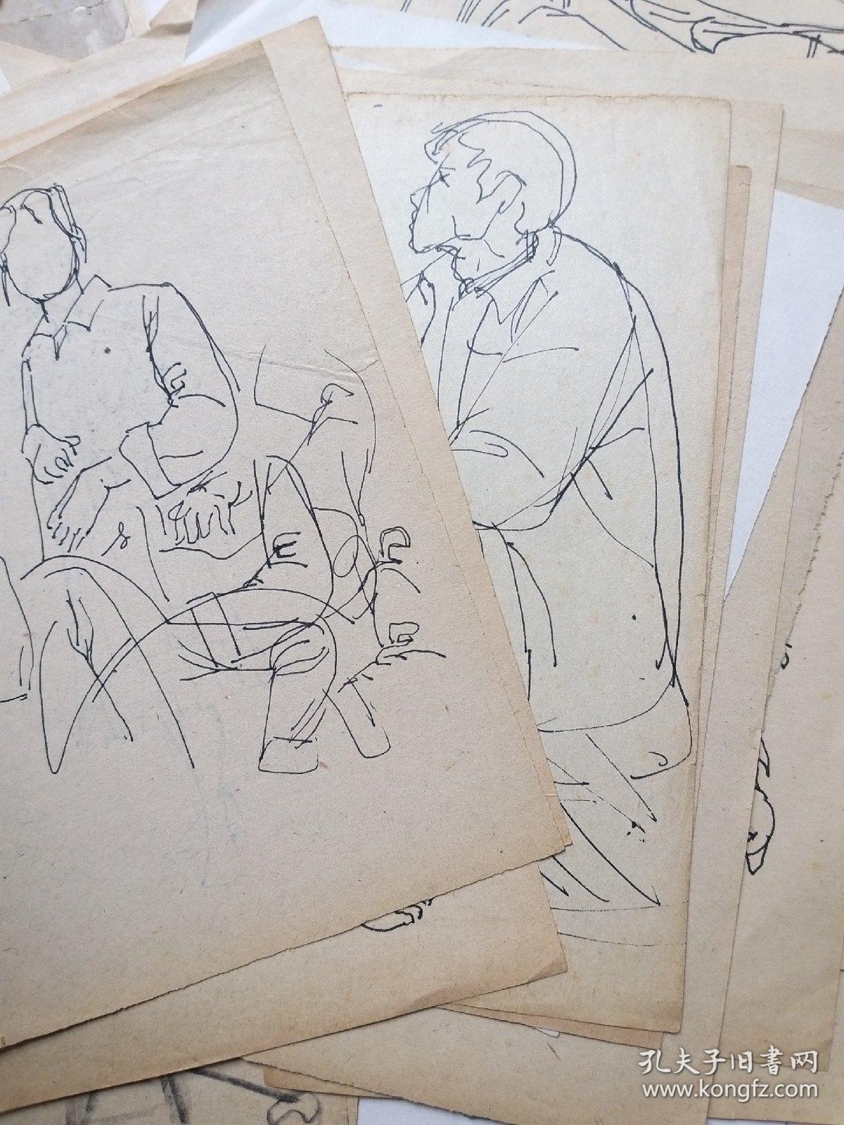 湖北美术学院教授叶军八十年代初期速写80余页(散页) 可惜只有一张