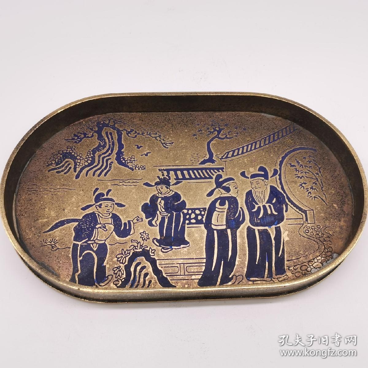 滇南万宝斋顾记《会友图》铜茶盘